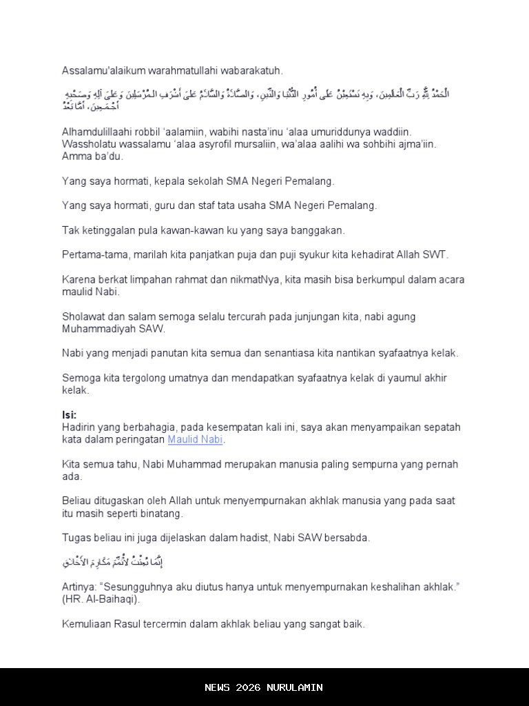 Contoh Naskah Pidato Maulid Nabi 2025 dengan Berbagai Tema