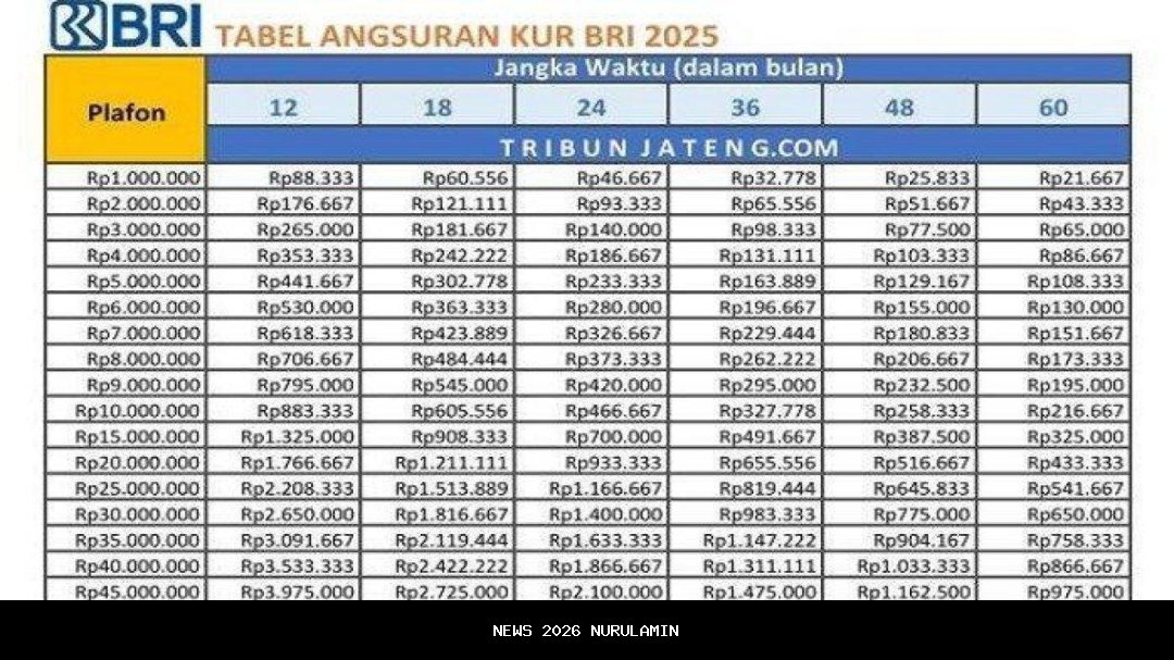 KUR BRI 2025 Cair Lagi: Syarat, Cara Ajukan, dan Tabel Angsuran Terbaru