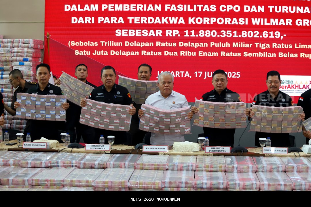 Uang Rp13,25 Triliun dari Kasus Korupsi CPO Diserahkan ke Kejagung