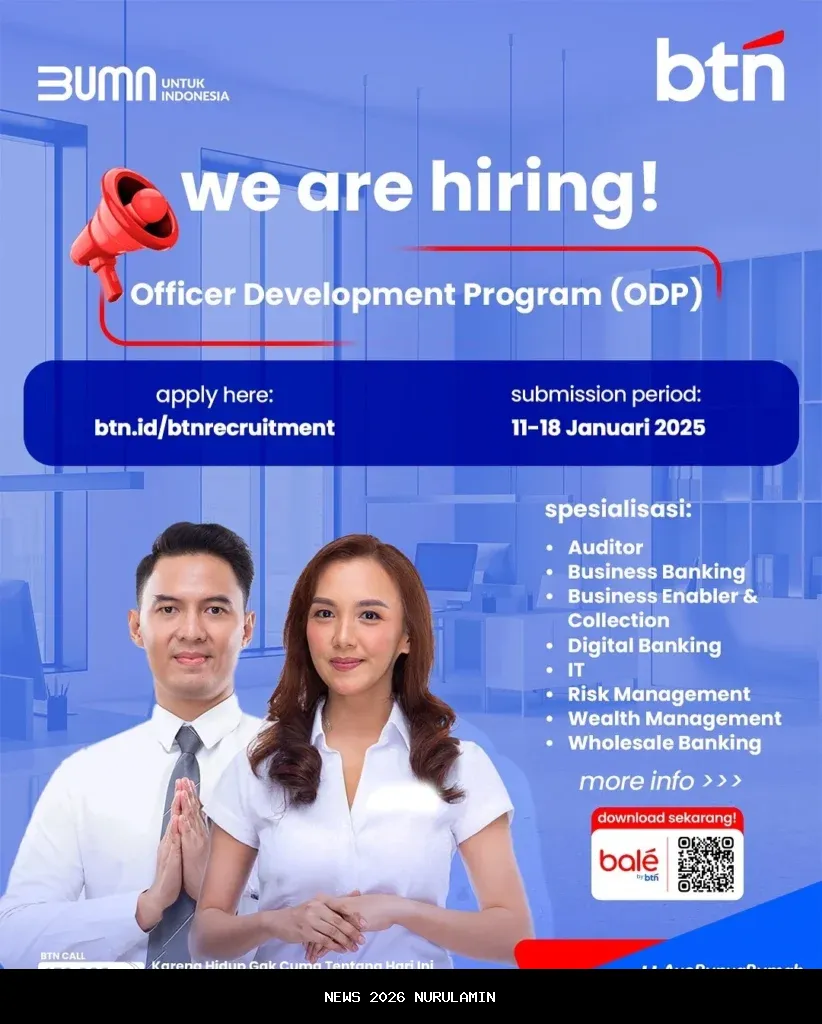 Lowongan Kerja 2025 BTN: Posisi Officer Development Program dan Umum
