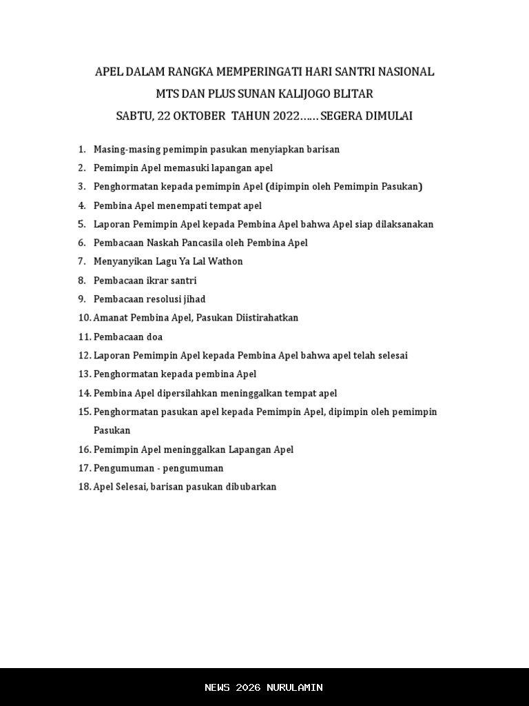 Panduan Apel Hari Santri Nasional 2025 dengan Teks Ikrar