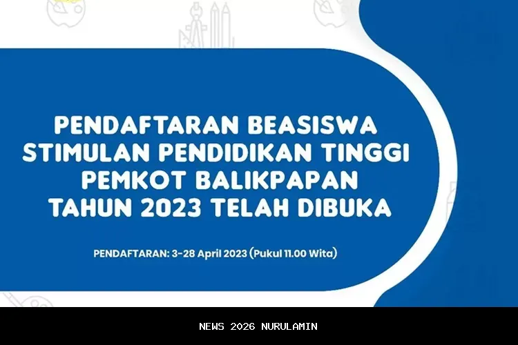 Link Pendaftaran Beasiswa Pemkot Balikpapan 2025 Lengkap Syarat untuk Mahasiswa D3-S3