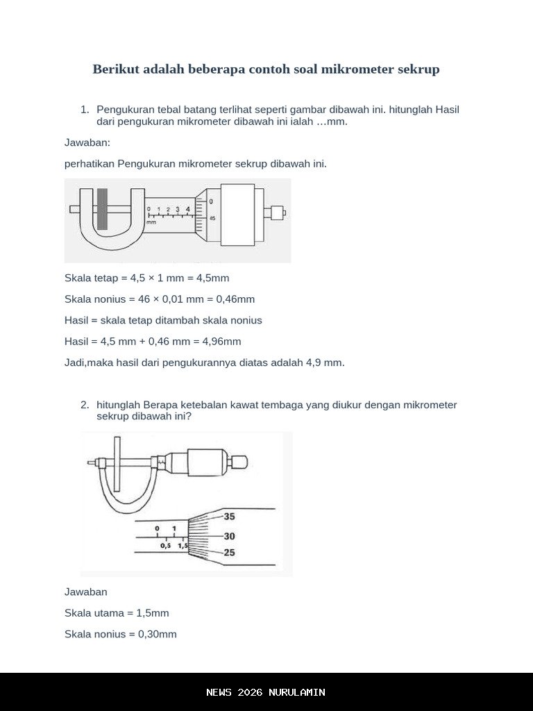 Rahasia Akurasi! Contoh Soal Mikrometer Sekrup dan Cara Menghitungnya