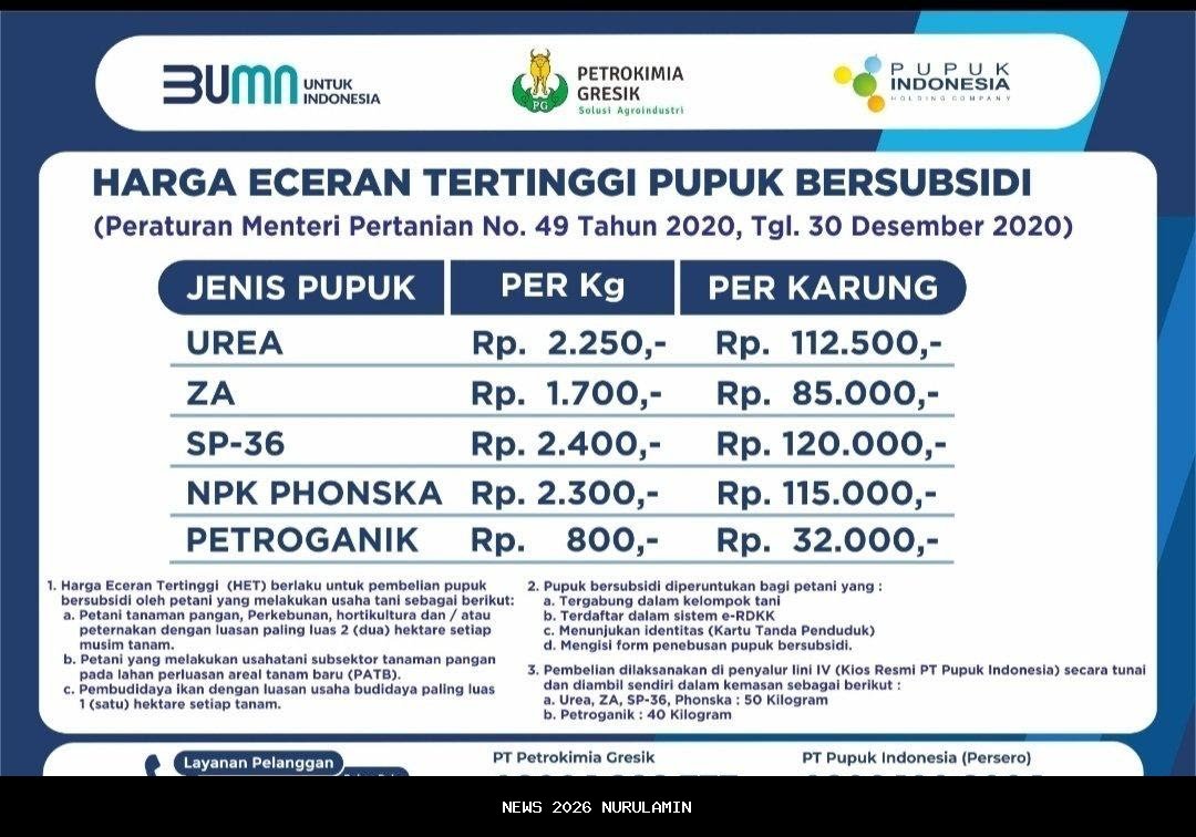 Harga Pupuk Subsidi Turun, Kepala Desa Mata Air Ucapkan Terima Kasih