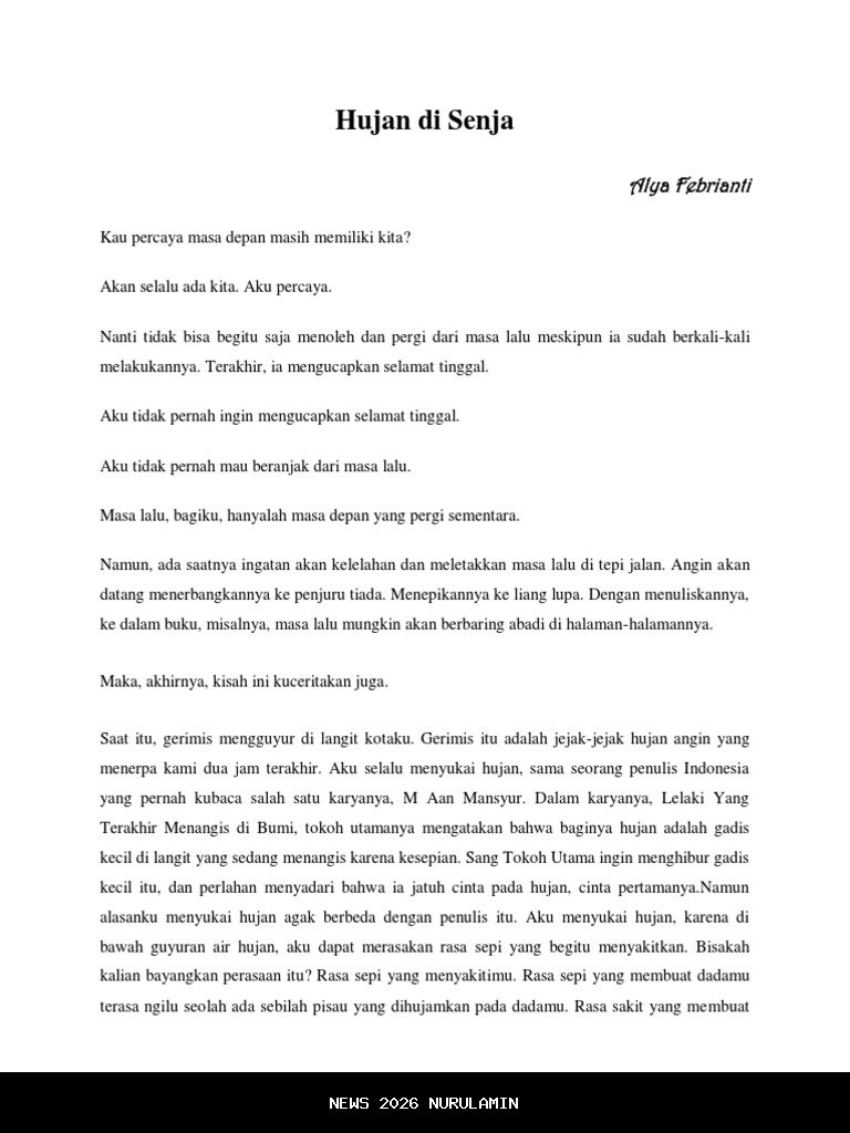 Orkes Hujan di Senja - Cerpen Rengganis - Malang