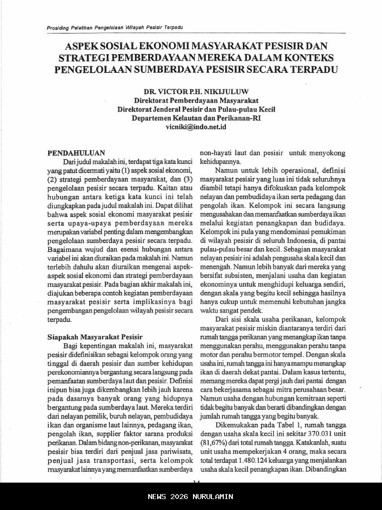 Pemberdayaan Ekonomi Nelayan Pesisir Sawai oleh Pemda Malteng