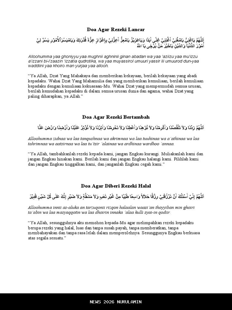 Ayat Seribu Dinar dan Doa Permohonan Rezeki Lancar