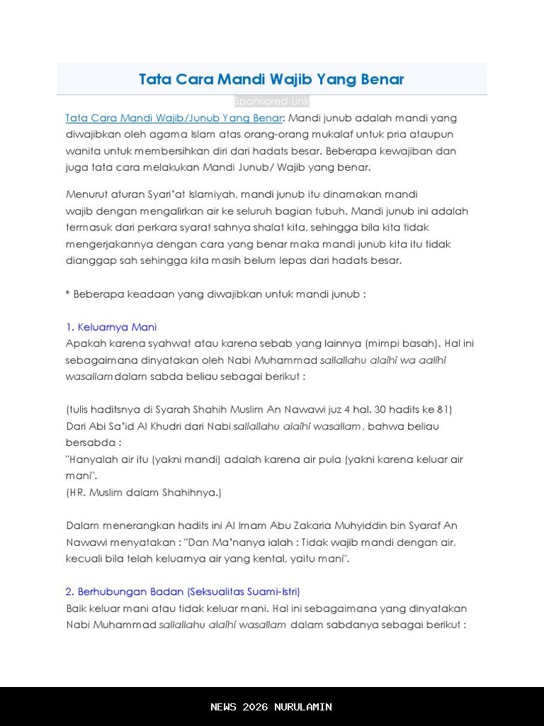 Panduan Mandi Wajib yang Praktis dan Mudah Diikuti