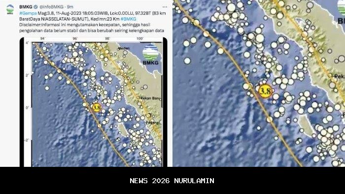Gempa 3,6 SR di Nias Selatan, Cek Informasi Gempa Hari Ini