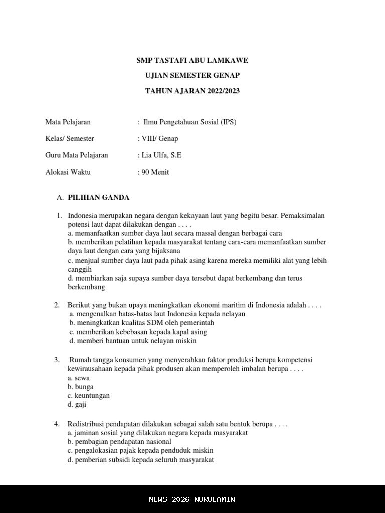 50 Soal dan Jawaban PTS IPS Kelas 2 SD Semester Ganjil 2025