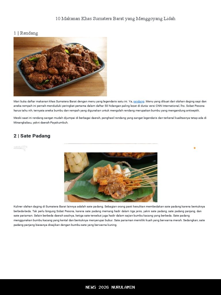 Wajib Dicoba! 10 Makanan Khas Sumatera Paling Legendaris