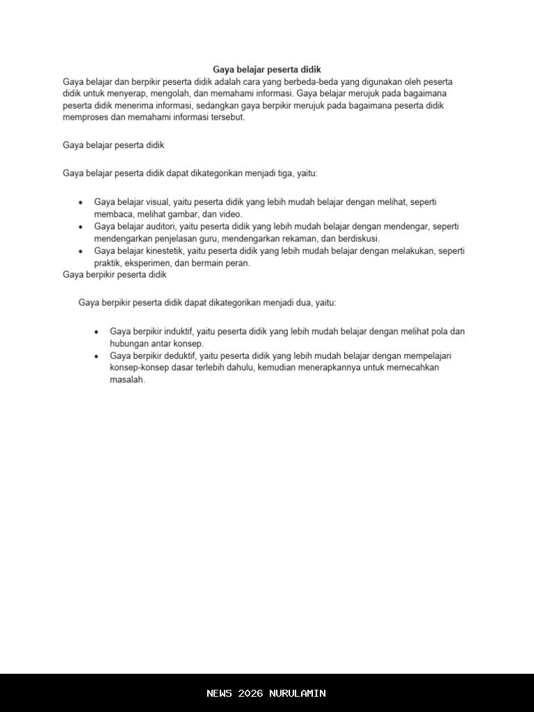 Peserta Didik Unik, Berbeda, dan Miliki Gaya Belajar Sendiri. Bagaimana Guru Bantu Mereka?