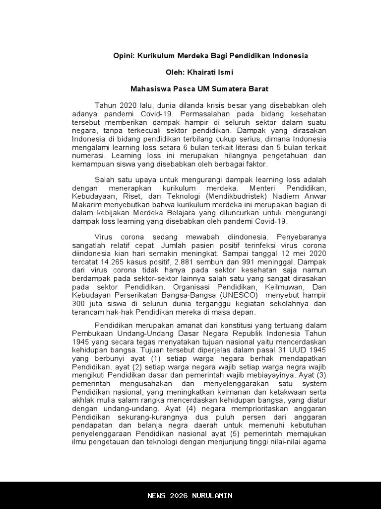 Opini: Kurikulum Cinta dari Rumah - Gema Gong Belajar dan Kelahiran Sekolah Kehidupan