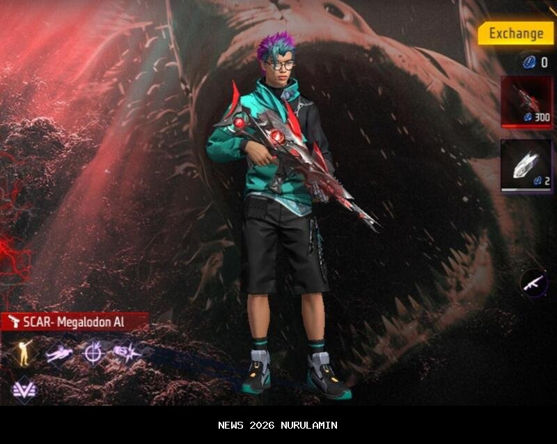 Kode Redeem Free Fire 19 Oktober 2025, Skin Scar Megalodon Gratis