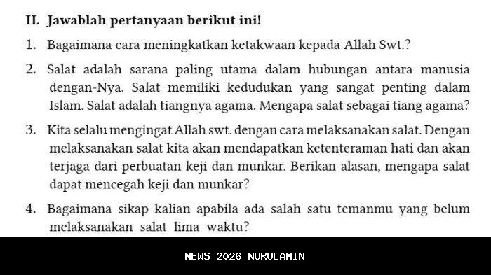 Kunci Jawaban PAI Kelas 7 Halaman 70: Alasan Salat Mencegah Keji dan Munkar