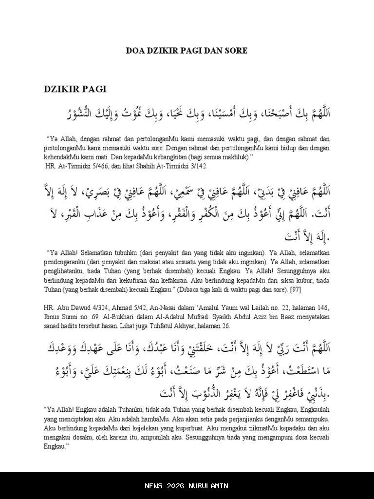 Dzikir Pagi dan Sore: Arab/Latin dengan Arti dan Manfaat Lengkap