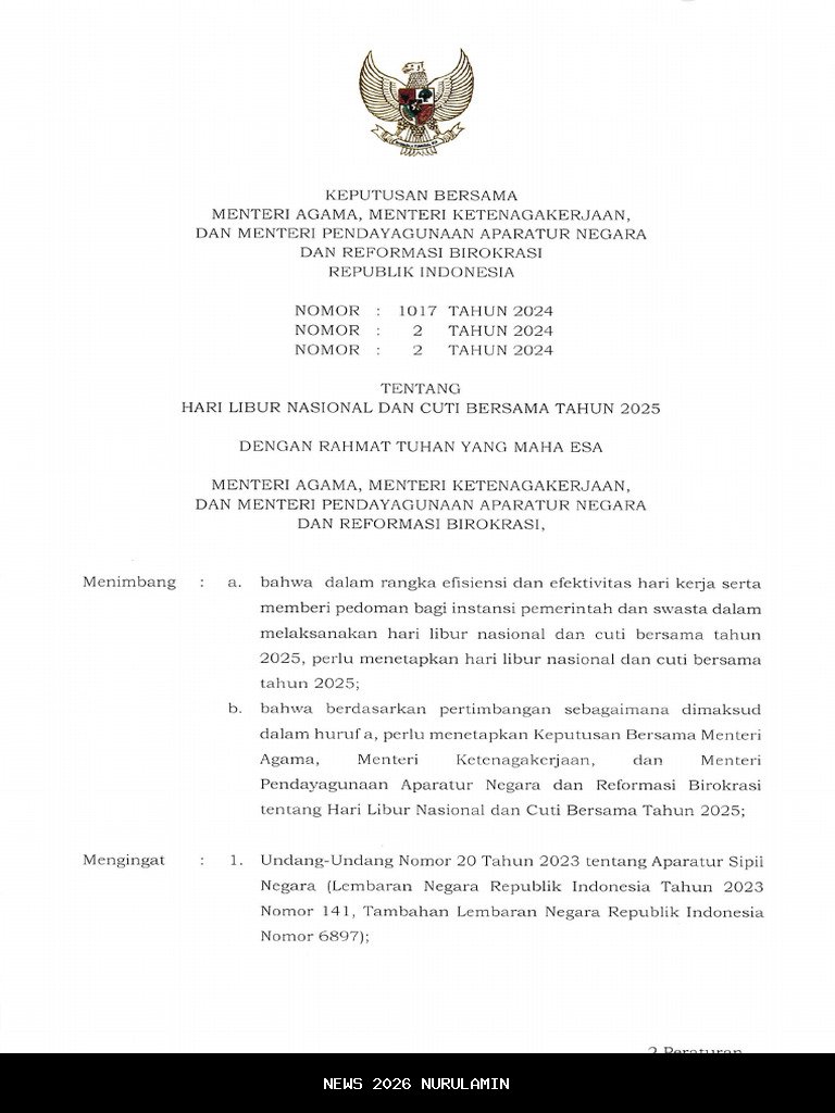 28 November 2025 Libur? Cek Kalender dan SKB 3 Menteri