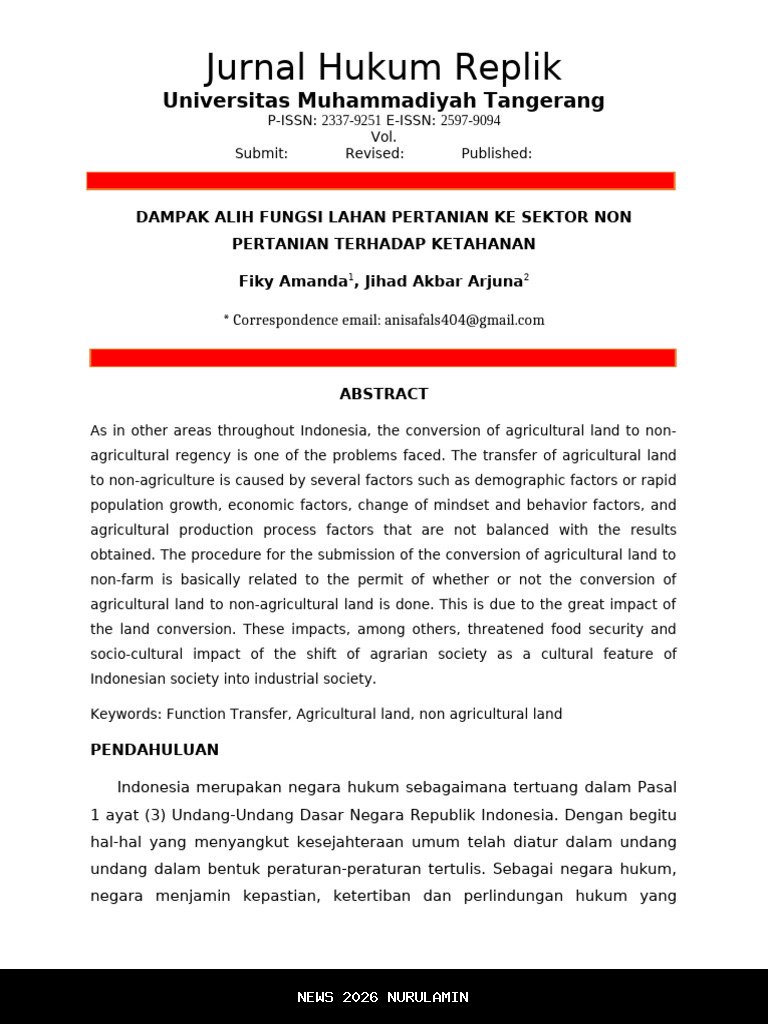 Lahan Pertanian Jawa Barat Hanya 359 Ribu Ha, Menteri ATR Larang Izin Alih Fungsi