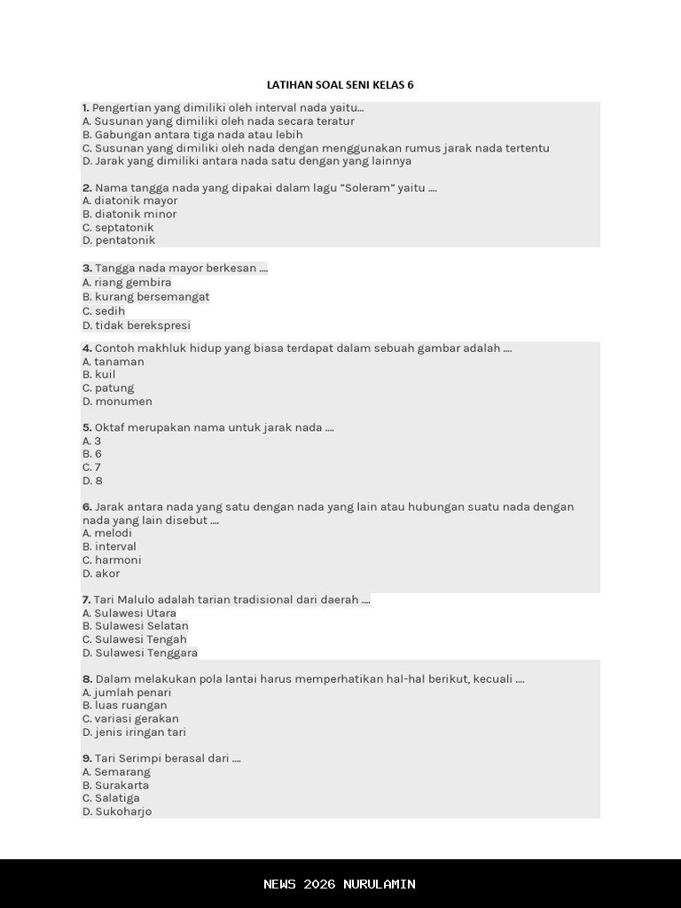 Soal dan Jawaban Esai Seni Rupa Kelas 6 Kurikulum Merdeka 2026 Semester 2