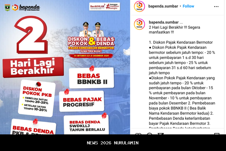 5 Hari Lagi, Pemutihan Pajak Kendaraan Banten 2025 Berakhir 31 Oktober: Cek Informasinya