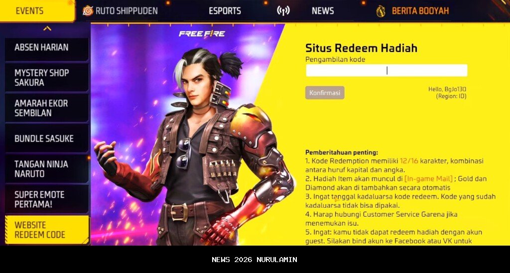 Kode Redeem FF 19 Oktober 2025, Klaim Hadiah Menarik!