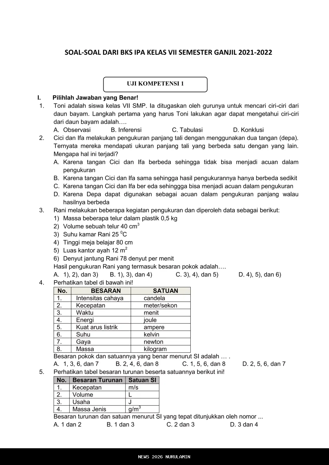 Latihan Soal IPA Kelas 7 Halaman 100 Kurikulum Merdeka