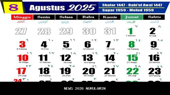 Kalender 2025 Lengkap dengan Weton 19 Agustus, Cek Pasaran Hari Ini!
