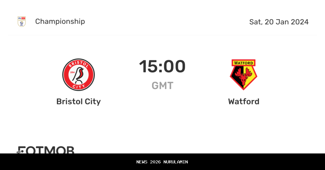 Watford vs Bristol City Berbagi Poin di Laga Sengit