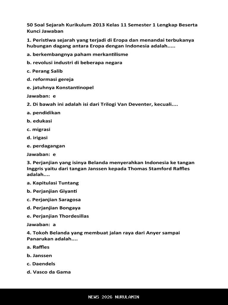 Bocoran Lengkap: Kunci Jawaban Sejarah Kelas 11 Halaman 46-47, Soal Pilihan Ganda dan Essai tentang Portugis di Banda