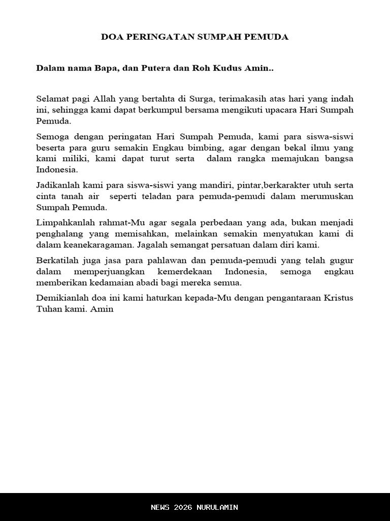 Doa Peringatan Sumpah Pemuda 2025