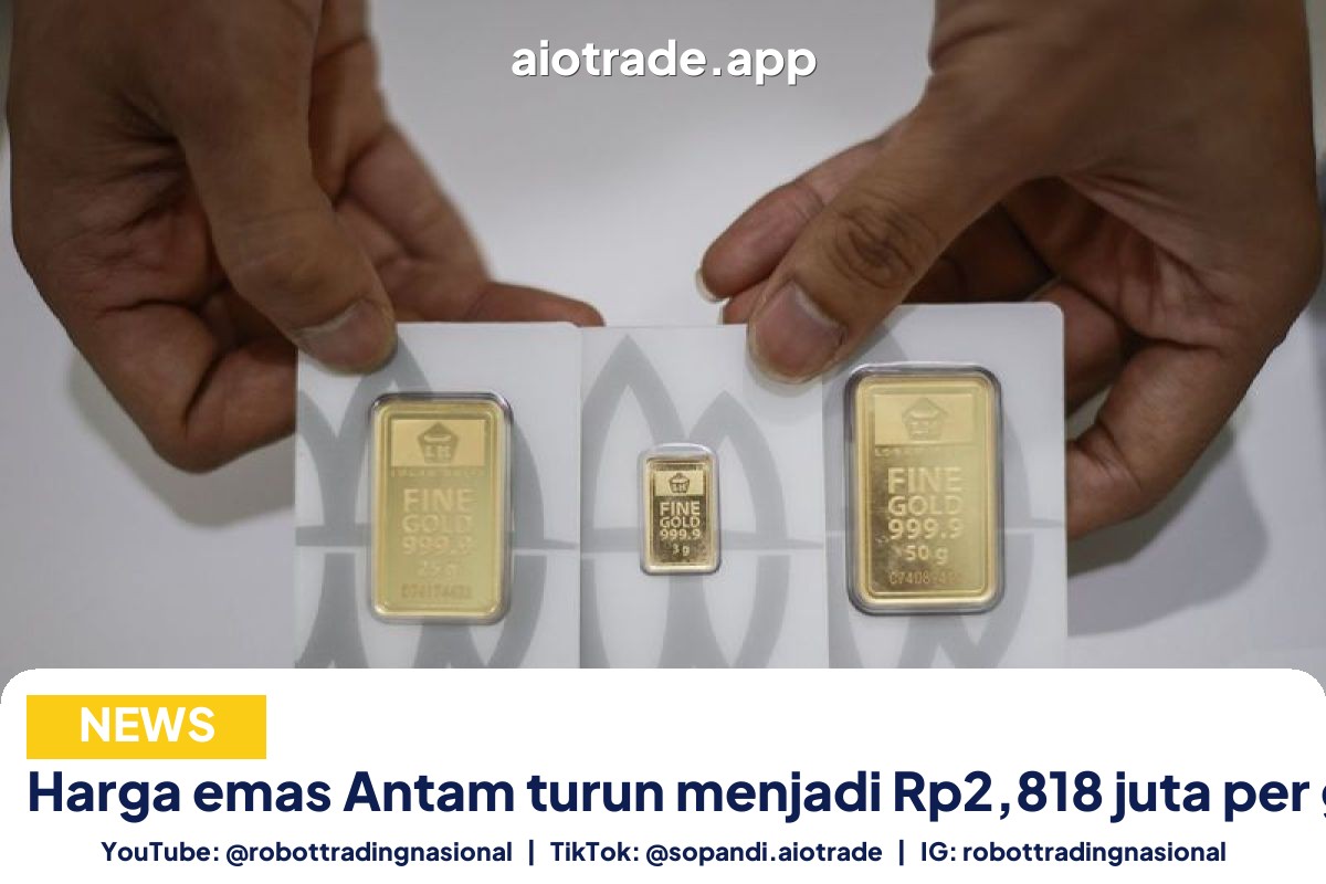 Harga emas Antam turun menjadi Rp2,818 juta per gram