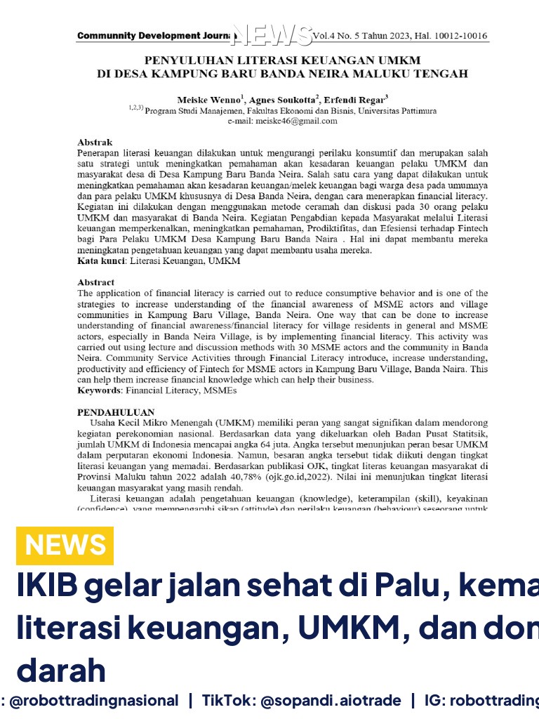 IKIB gelar jalan sehat di Palu, kemas literasi keuangan, UMKM, dan donor darah
