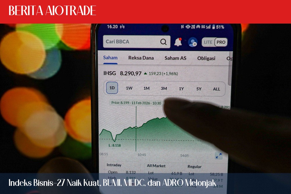 Indeks Bisnis-27 Naik Kuat, BUMI, MEDC, dan ADRO Melonjak