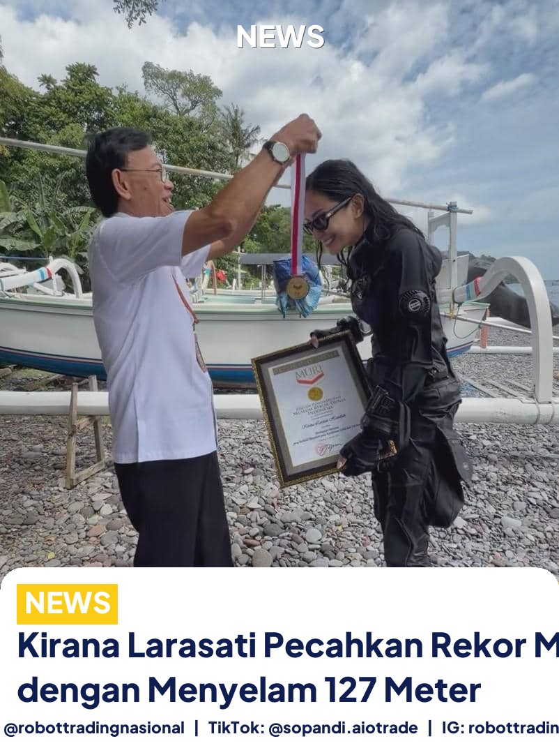 Kirana Larasati Pecahkan Rekor MURI dengan Menyelam 127 Meter