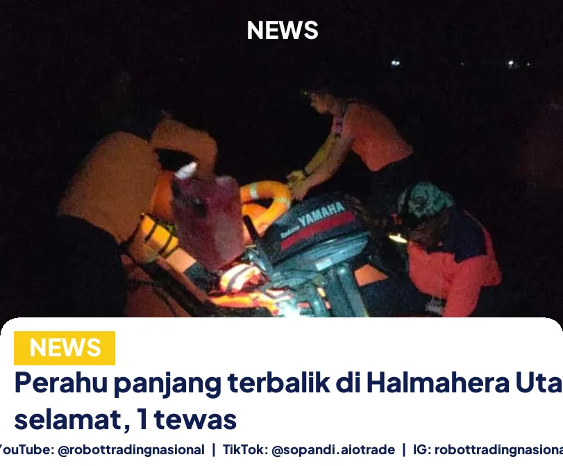 Perahu panjang terbalik di Halmahera Utara: 7 selamat, 1 tewas