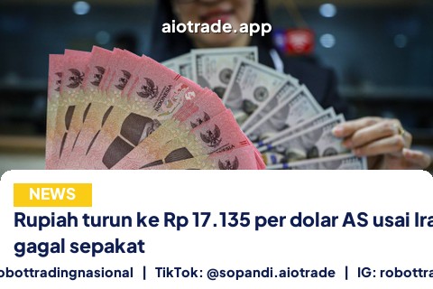 Rupiah turun ke Rp 17.135 per dolar AS usai Iran-AS gagal sepakat