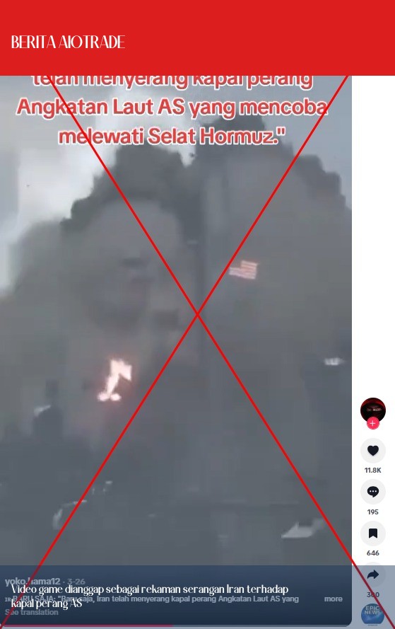 Video game dianggap sebagai rekaman serangan Iran terhadap kapal perang AS